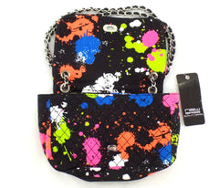 Umhängetasche Schwarz mit Fleckenmuster Schultertasche New Design Stoff