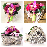 Casa-Poador Grabschmuck Herz Reisigesteck Herz Rosa CymbidieKunstblumen Friedhof