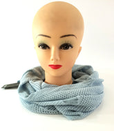 Schal Rundschal Blau Grau Loop Wickelschal gestrickt Lochmuster 100% Arcylic