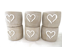 Töpfe Beton grau mit weißem Herz 6 klein 8 cm D. Varianten 3 groß 11 cm D