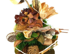 Grabschmuck Exoten Weiß Grün Sisalherz Natur Zapfen Budda Strauß künstlich Fried