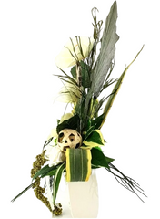 CASA - POADOR STRAUß Weiß Creme Magnolie stufig Sanseverie Kunstblumen 70 cm