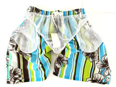 Short Badehose Badeshorts M / L Lotus Shorts geblümt gestreift Grün Blau Braun