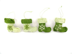 4 Stück Baumschmuck/Filzanhänger Stiefel hell dunkel grün bestickt ca 11 x 11 cm