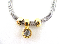 Halskette aus Drahtgeflecht mit Anhänger & Straßstein Neu