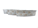3 Metallgefäße Schiffchen Ellipsenform 30 x 8 x 6,5 blau grau Blumengefäß