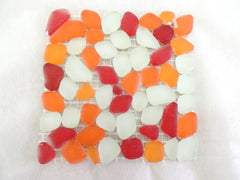 BORDÜRE Glasmosaik Roma/M Polygonal Soft Glas milchig Orange Rot 1x Quadrat matt