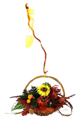 CASA - POADOR HÄNGEKORB Gesteck Gelb Orange Kunstblumen Sonnenblumen Fenster