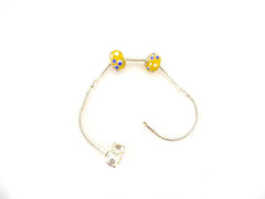 Armband Beadsarmband 20 cm Clipverschluß 2 gelbe Glasperlen ohne Innengewinde