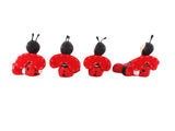 Marienkäfer Set 4 Stück 2 Jungen 2 Mädchen sitzend Keramik Ton Rot Schwarz 5 cm