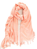 SCHAL TUCH Stola mit Fransen Lachs 100 % Viscose XXL Schal 190 cm Lang 65 Breit