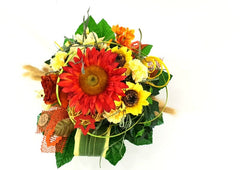 Strauß Sonnenblumen Nelken Rose Kunstblumen Grabstrauß Geschenk künstliche Blume