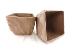 Töpfe 2 Übertöpfe 13 cm Hoch hellbraun quadratisch Pflanzen Dekoration