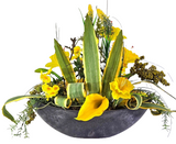 CASA - POADOR GESTECK Kunstblumen Ellipse Blumengesteck Calla Melamingefäß