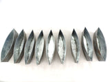 9 Metallgefäße Schiffchen Ellipsenform 30 x 8 x 6,5 blau grau Blumengefäß