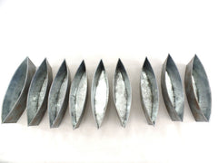 9 Metallgefäße Schiffchen Ellipsenform 30 x 8 x 6,5 blau grau Blumengefäß