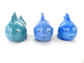 Fische 9 Stück Blau Keramik bauchig Ton 8 cm Tierfigur Dekoration maritime