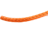 HALSKETTE mit orangefarbenen geflochtenen Lederband silberfarben Anhänger