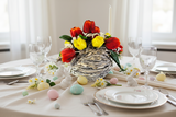 CASA - POADOR KUGEL Kunstblumen Naturgefäß rund Tulpen Frühling Dekoration