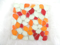 BORDÜRE Glasmosaik Roma/M Polygonal Soft Glas milchig Orange Rot 1x Quadrat matt
