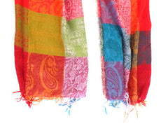 Schals Tuch Stola Fransen fortlaufendes Muster 100 % Polyester 175 cm L 70 Breit