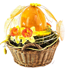 Casa-Poador Ostergesteck im Korb Osterglocken Keramikei Kunstblumen Deko