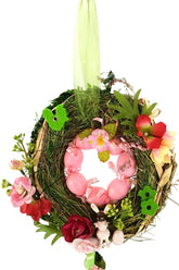 CASA - POADOR TÜRKRANZ Rosa Ostern Kunstblumen 20 D rund Naturkranz Eier