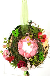Kranz Türkranz Wandkranz Rosa Ostern Kunstblumen 20 D rund Naturkranz Eier