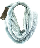 SCHAL RUNDSCHAL BLAU GRAU Loop Wickelschal gestrickt Lochmuster 100% Arcylic