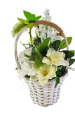 CASA - POADOR KORB Anemone Osterglocken Kunstblumen Weiß Grün Frühling Deko Geschenk