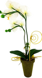 GESTECK ORCHIDEE Kunstblume Pflanze Weiß Gelb Blume Deko 25 cm H Phalaenopsis
