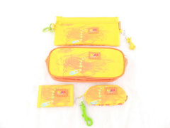Schüleretui Stifteetui 4 tlg Schlüsseletui Geldbörse Unbefüllt Gelb Orange Kika