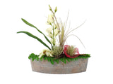 CASA - POADOR ORCHIDEENGESTECK Kunstblumen Ellipse Blumengesteck Bordaux Schleife