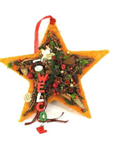 Adventsstern Tür Wand Kranz künstlich 35 cm Sisal Stern Orange Rot Gold Natur
