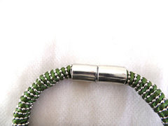 Fashion Jewelry Grün Olivgrün Armband Modeschmuck Magnetverschlus PerlenKnoten