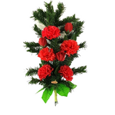 Casa-Poador Grabstrauß Seide Strauß Rote Nelken Rosen zum legen künstlichBlumen