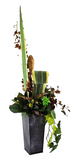 CASA - POADOR ORCHIDEENGESTECK Rostbraun Kunstblumen Metallgefäß konisch 70cm