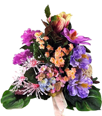 Gesteck Kunstblumen rund Grabgesteck Rosa Magnolie Chrysanthemen Hortensie