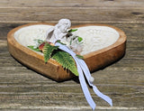 CASA - POADOR HERZFORM Mangoholz Emaille Weiß Creme Holzschale Engel Friedhof