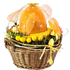 Casa-Poador Ostergesteck im Korb Osterglocken Keramikei Kunstblumen Deko