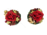 CASA - POADOR WEIHNACHTSGESTECKE Tischschmuck Rote Rose künstliche Tanne