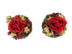 CASA - POADOR WEIHNACHTSGESTECKE Tischschmuck Rote Rose künstliche Tanne