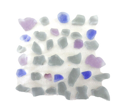 Mosaik Crush Glas matt 650g Grau Lila Blau unregelmäßig Mix Milchglas Steine DIY