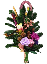 Grabschmuck Trockenblumen Exoten Lila Rosa Naturmaterial Totensonntag Friedhof