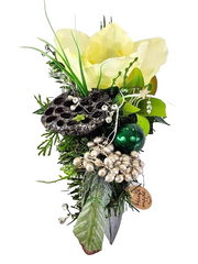 Casa-Poador Weihnachtsgesteck Weiß Grün silber Amaryllis Kugeln künstliche Tanne