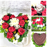 Casa-Poador Herzgesteck Grabschmuck Herz rote Rosen Kunstblumen Engel Friedhof