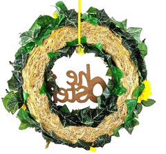 CASA - POADOR OSTERKRANZ künstlich Gelb Orange Rot 40 cm Holzschild Ostern