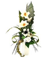 CASA - POADOR STRAUß Weiß Creme Magnolie stufig Sanseverie Kunstblumen 70 cm