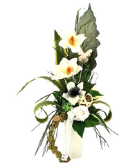 CASA - POADOR STRAUß Weiß Creme Magnolie stufig Sanseverie Kunstblumen 70 cm