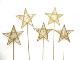 Blumenstecker Sternmotive 5 Stück Mix Metall 3 Orange 2 Creme 48 cm Stab Weihn.